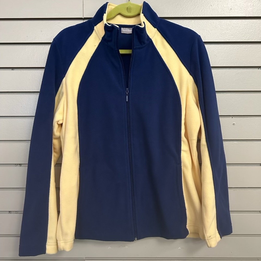 Sport Savvy Women’s Fleece Jacket Size L. Blue/Yellow Colors. New!